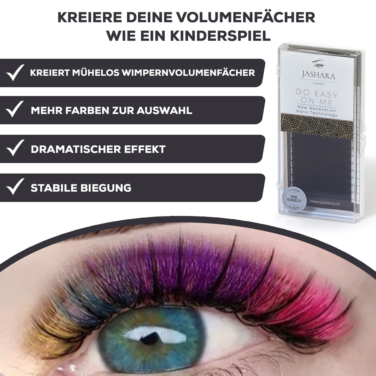 Colored individual lashes with a thickness of 0.07